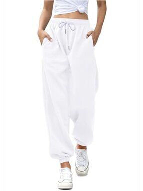 High Waist Loose Drawstring Sweatpants with Pockets for Women